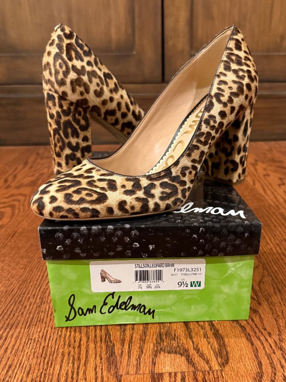 Sam Edelman Stillson Leopard Calf Hair Block Heel Pumps Size 9.5W